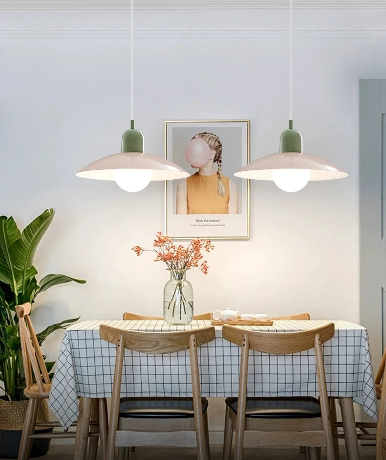 Modern Pendant Lights – Dining Room Chandeliers With Green Iron Lampshade & LED Bulbs - ZOOMNSTORE