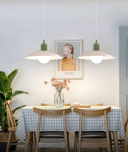 Modern Pendant Lights – Dining Room Chandeliers With Green Iron Lampshade & LED Bulbs - ZOOMNSTORE