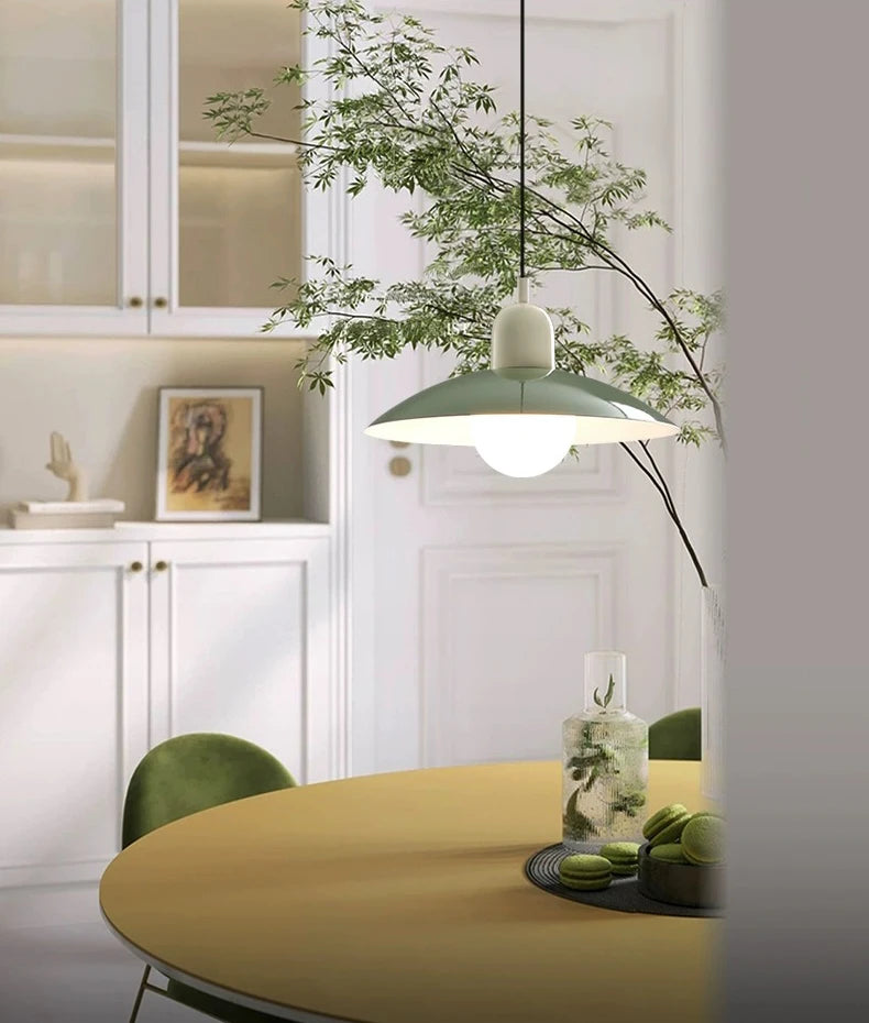 Modern Pendant Lights – Dining Room Chandeliers With Green Iron Lampshade & LED Bulbs - ZOOMNSTORE