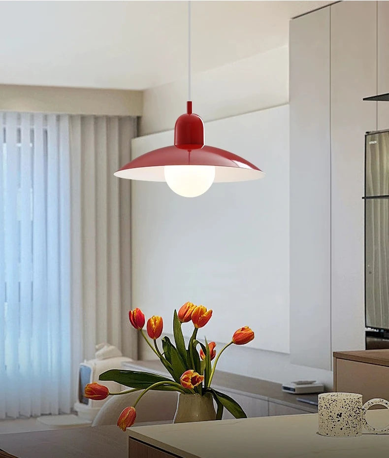 Modern Pendant Lights – Dining Room Chandeliers With Green Iron Lampshade & LED Bulbs - ZOOMNSTORE