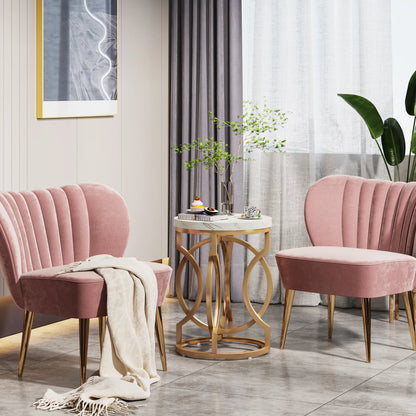 Modern Round End Table – Tribesigns Wooden Side Table with Unique O-Shaped Metal Base - ZOOMNSTORE