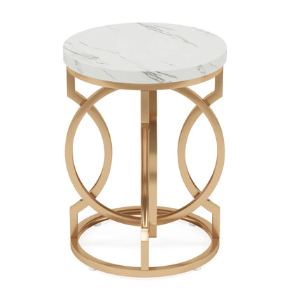 Modern Round End Table – Tribesigns Wooden Side Table with Unique O-Shaped Metal Base - ZOOMNSTORE