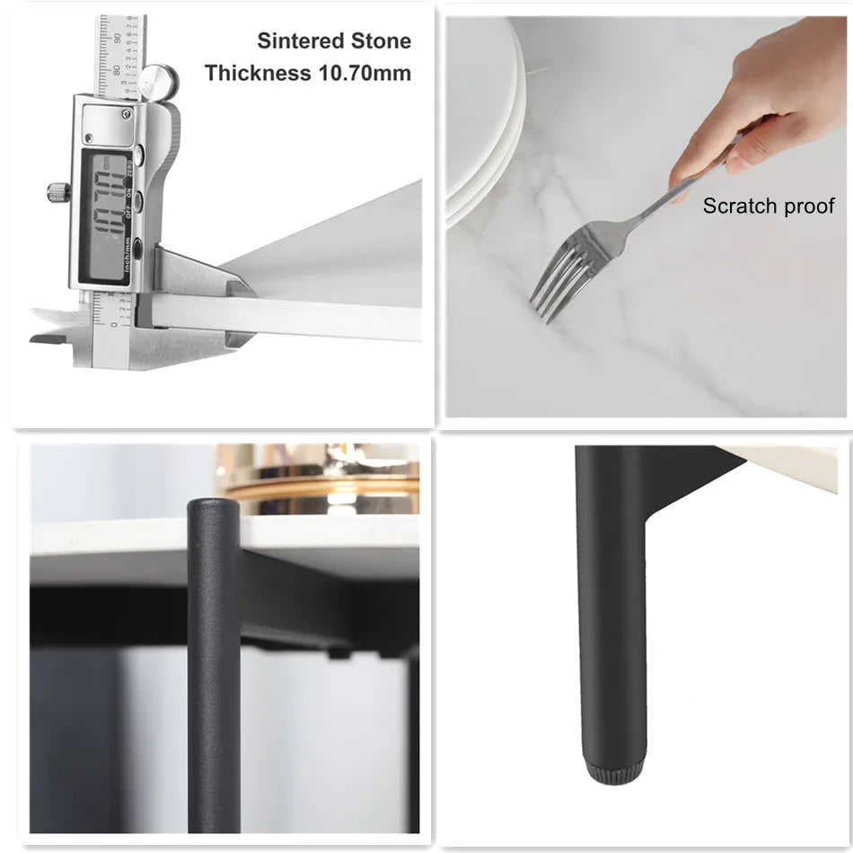 Modern Round End Table - Two Tier Shelf Coffee Side Table with Sintered Stone Top - ZOOMNSTORE