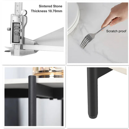 Modern Round End Table - Two Tier Shelf Coffee Side Table with Sintered Stone Top - ZOOMNSTORE