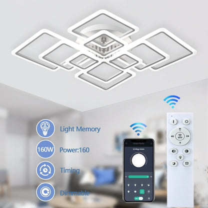 Modern Nordic LED Pendant Light - Square Ceiling Chandelier for Home Decor - ZOOMNSTORE