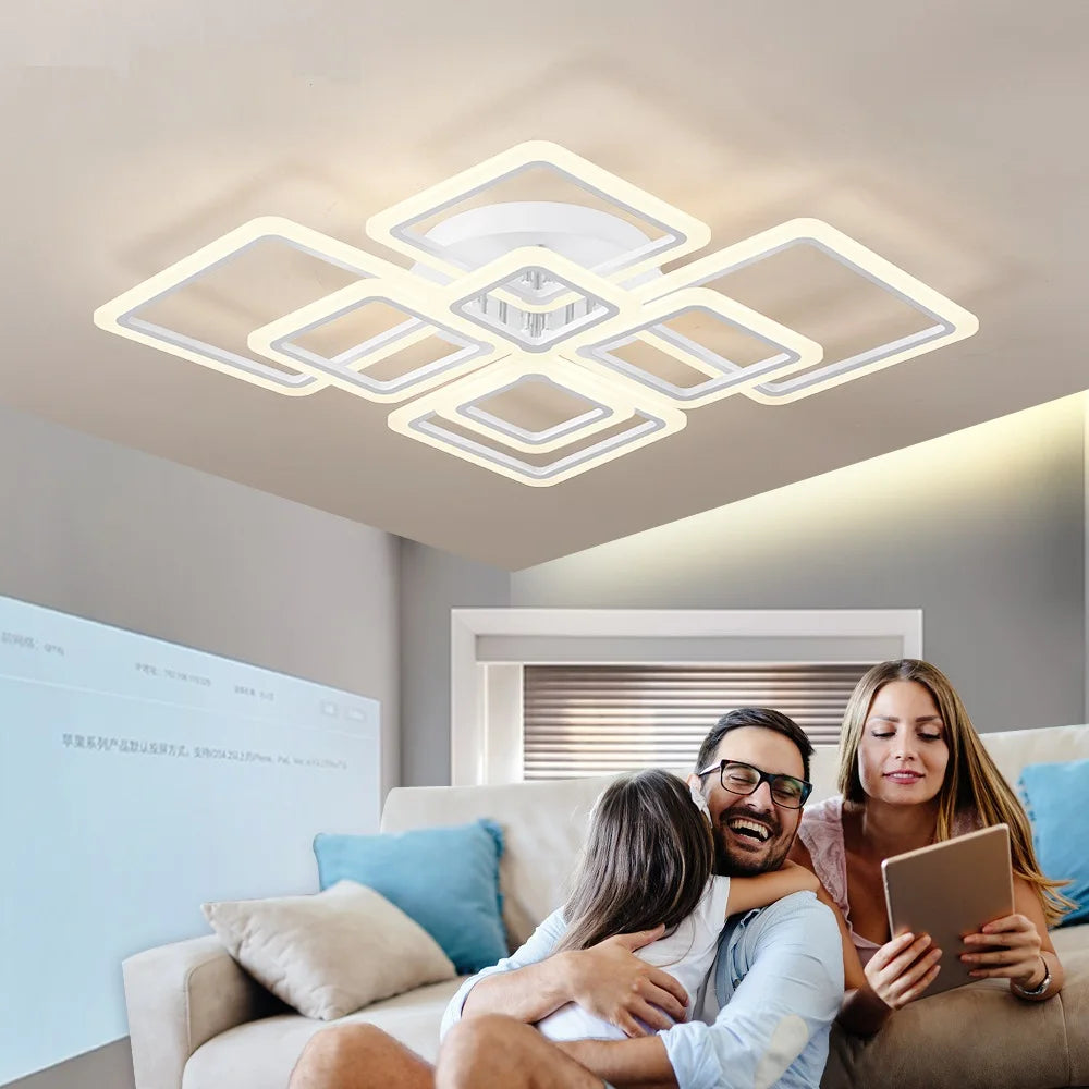 Modern Nordic LED Pendant Light - Square Ceiling Chandelier for Home Decor - ZOOMNSTORE