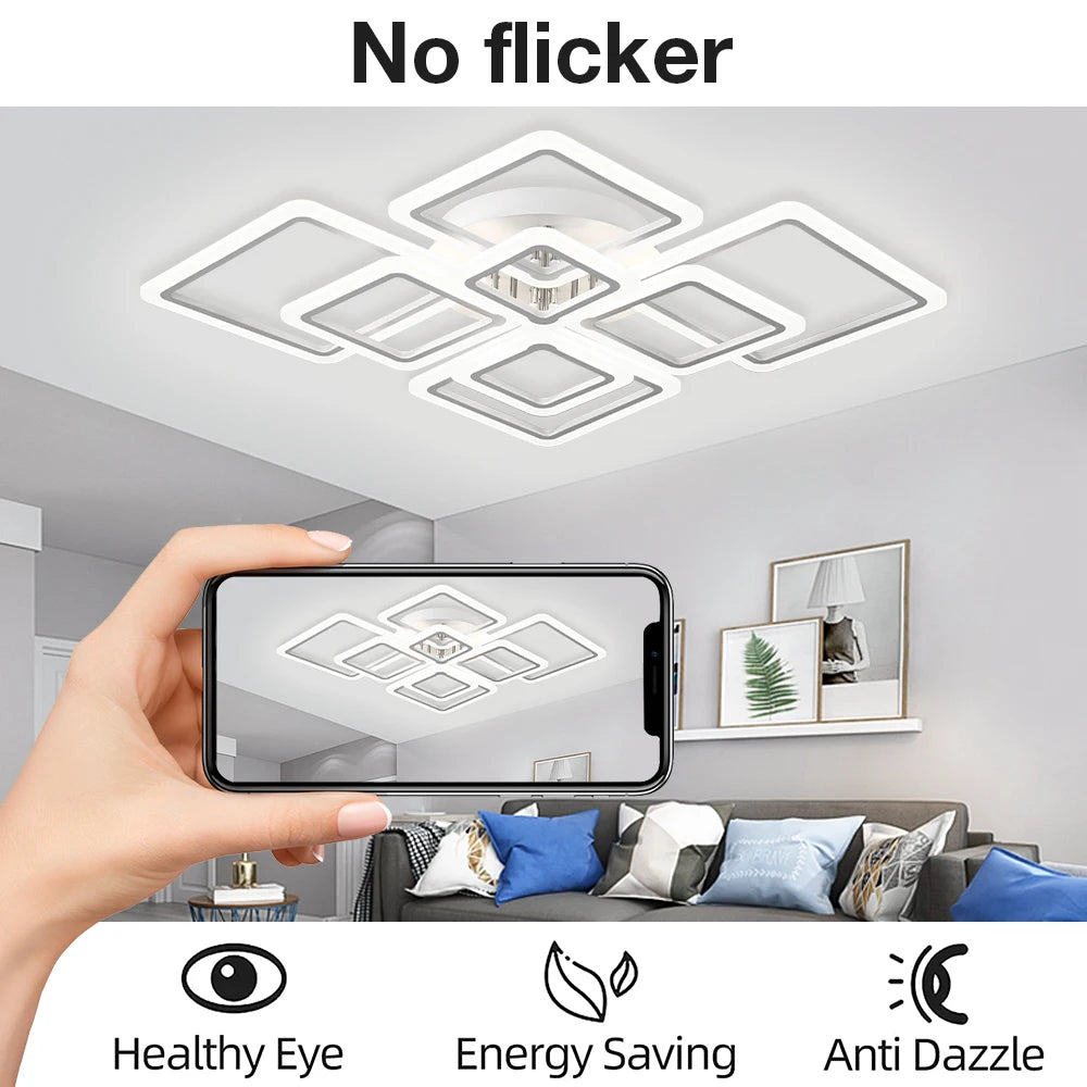 Modern Nordic LED Pendant Light - Square Ceiling Chandelier for Home Decor - ZOOMNSTORE