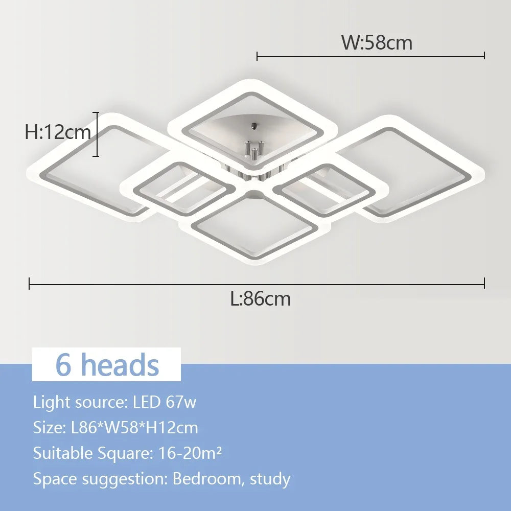 Modern Nordic LED Pendant Light - Square Ceiling Chandelier for Home Decor - ZOOMNSTORE