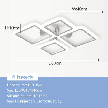 Modern Nordic LED Pendant Light - Square Ceiling Chandelier for Home Decor - ZOOMNSTORE
