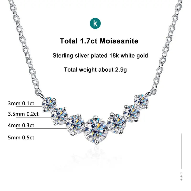 Moissanite Necklace - 1.7ct Oval Pendant, 925 Sterling Silver Chain, White Gold Plated - ZOOMNSTORE