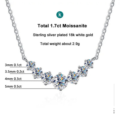 Moissanite Necklace - 1.7ct Oval Pendant, 925 Sterling Silver Chain, White Gold Plated - ZOOMNSTORE