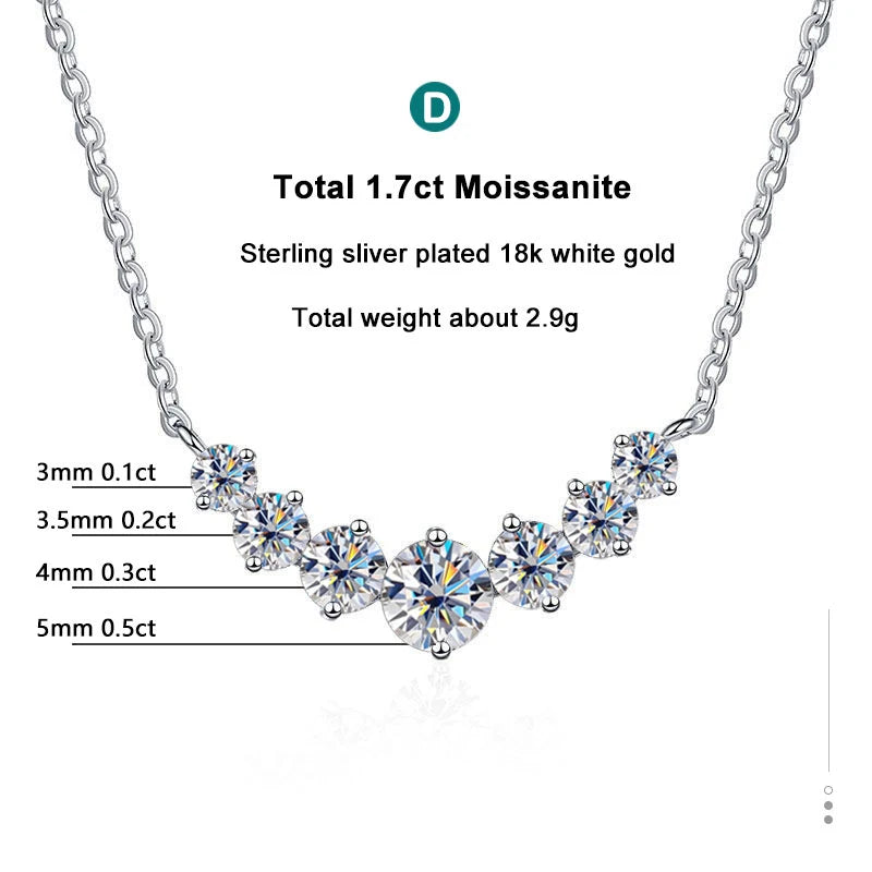 Moissanite Necklace - 1.7ct Oval Pendant, 925 Sterling Silver Chain, White Gold Plated - ZOOMNSTORE
