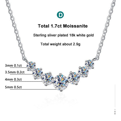 Moissanite Necklace - 1.7ct Oval Pendant, 925 Sterling Silver Chain, White Gold Plated - ZOOMNSTORE