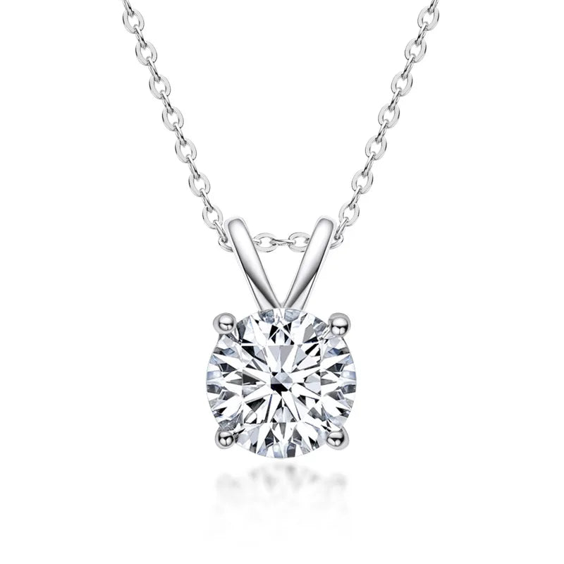 Moissanite Necklace 5 Carat - Sterling Silver Pendant, D Color Diamond, Classic Wedding Jewelry - ZOOMNSTORE