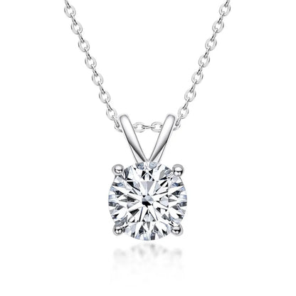Moissanite Necklace 5 Carat - Sterling Silver Pendant, D Color Diamond, Classic Wedding Jewelry - ZOOMNSTORE