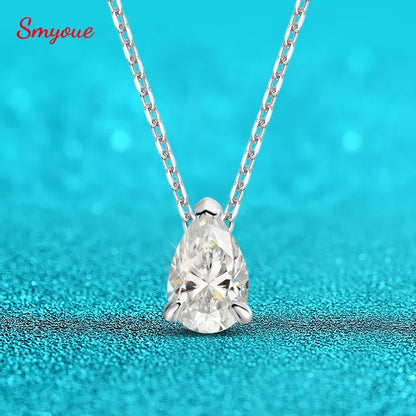 Moissanite Necklace Women - 925 Sterling Silver Pear Cut Pendant, 18k Gold Plated Jewelry - ZOOMNSTORE