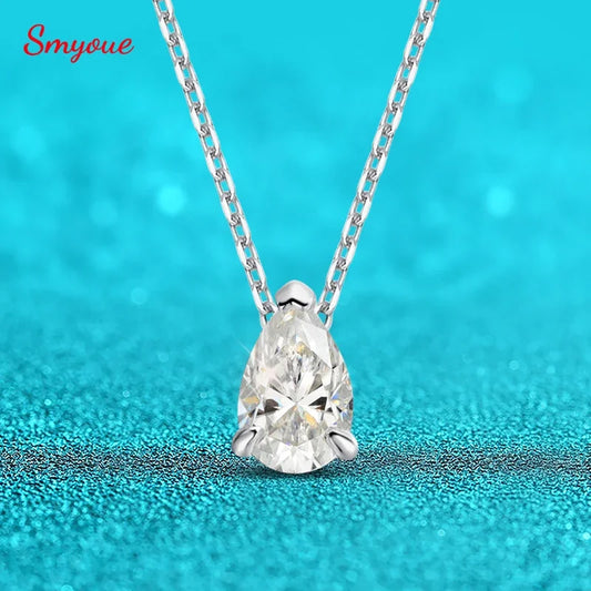 Moissanite Necklace Women - 925 Sterling Silver Pear Cut Pendant, 18k Gold Plated Jewelry - ZOOMNSTORE