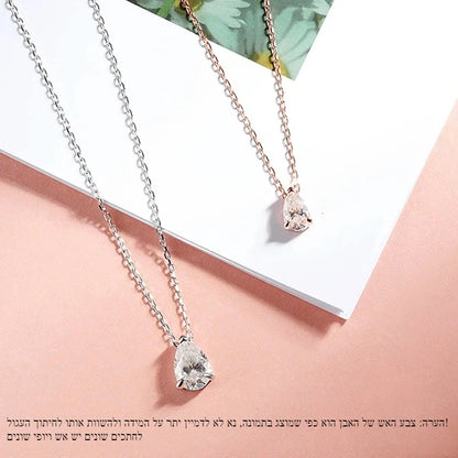 Moissanite Necklace Women - 925 Sterling Silver Pear Cut Pendant, 18k Gold Plated Jewelry - ZOOMNSTORE