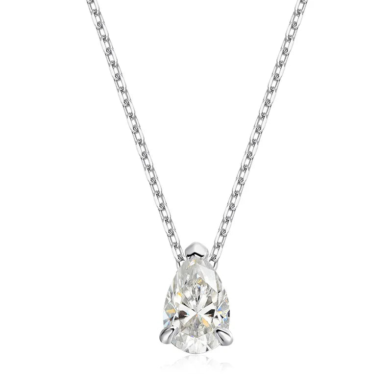 Moissanite Necklace Women - 925 Sterling Silver Pear Cut Pendant, 18k Gold Plated Jewelry - ZOOMNSTORE
