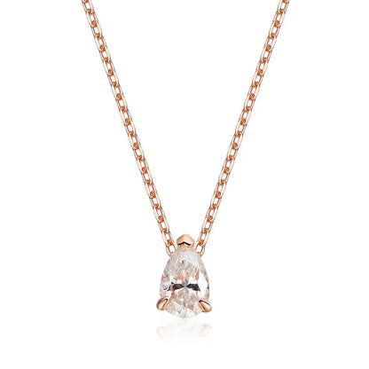 Moissanite Necklace Women - 925 Sterling Silver Pear Cut Pendant, 18k Gold Plated Jewelry - ZOOMNSTORE