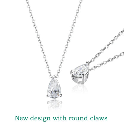 Moissanite Necklace Women - 925 Sterling Silver Pear Cut Pendant, 18k Gold Plated Jewelry - ZOOMNSTORE