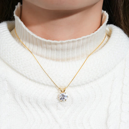 Moissanite Pendant Necklace - Certified 0.5-5ct Round Stone | 925 Sterling Silver Box Chain For Women - ZOOMNSTORE