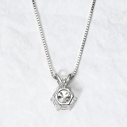 Moissanite Pendant Necklace - Certified 0.5-5ct Round Stone | 925 Sterling Silver Box Chain For Women - ZOOMNSTORE