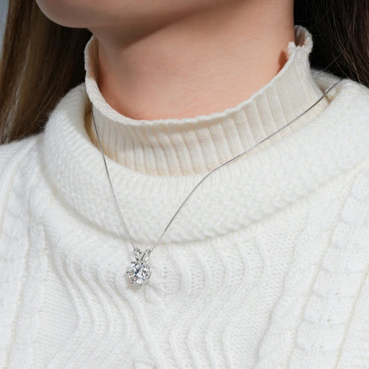 Moissanite Pendant Necklace - Certified 0.5-5ct Round Stone | 925 Sterling Silver Box Chain For Women - ZOOMNSTORE