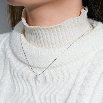 Moissanite Pendant Necklace - Certified 0.5-5ct Round Stone | 925 Sterling Silver Box Chain For Women - ZOOMNSTORE