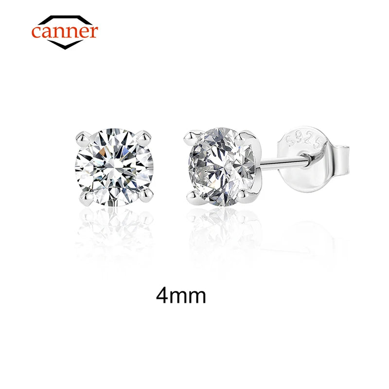 Moissanite Stud Earrings - 0.5 Carat D Color 925 Sterling Silver Sparkling Ear Studs - ZOOMNSTORE