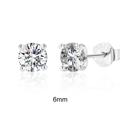 Moissanite Stud Earrings - 0.5 Carat D Color 925 Sterling Silver Sparkling Ear Studs - ZOOMNSTORE