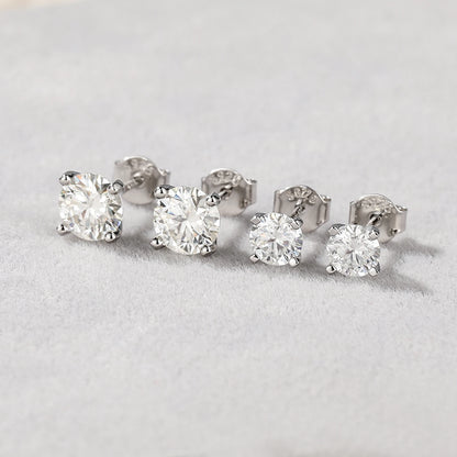 Moissanite Stud Earrings - 0.5 Carat D Color 925 Sterling Silver Sparkling Ear Studs - ZOOMNSTORE