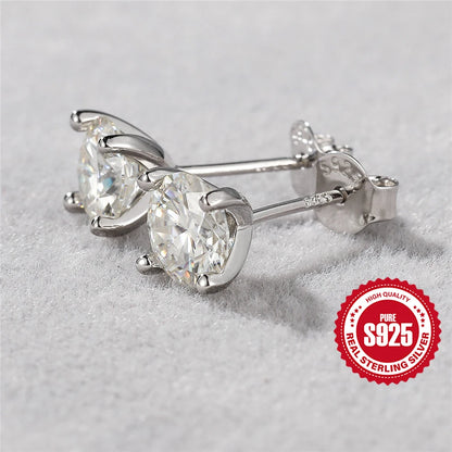 Moissanite Stud Earrings - 0.5 Carat D Color 925 Sterling Silver Sparkling Ear Studs - ZOOMNSTORE