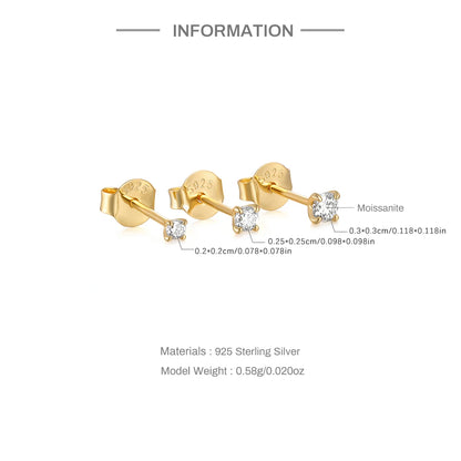 Moissanite Stud Earrings - 0.5 Carat D Color 925 Sterling Silver Sparkling Ear Studs - ZOOMNSTORE
