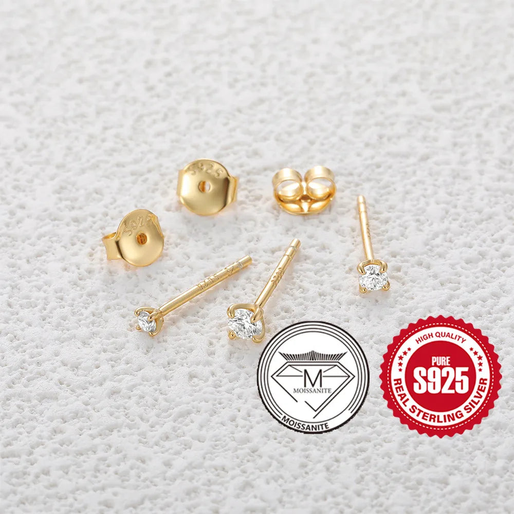 Moissanite Stud Earrings - 0.5 Carat D Color 925 Sterling Silver Sparkling Ear Studs - ZOOMNSTORE