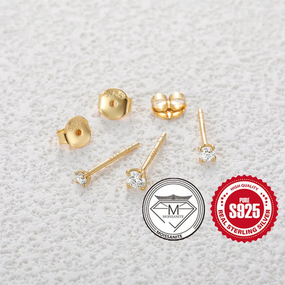 Moissanite Stud Earrings - 0.5 Carat D Color 925 Sterling Silver Sparkling Ear Studs - ZOOMNSTORE