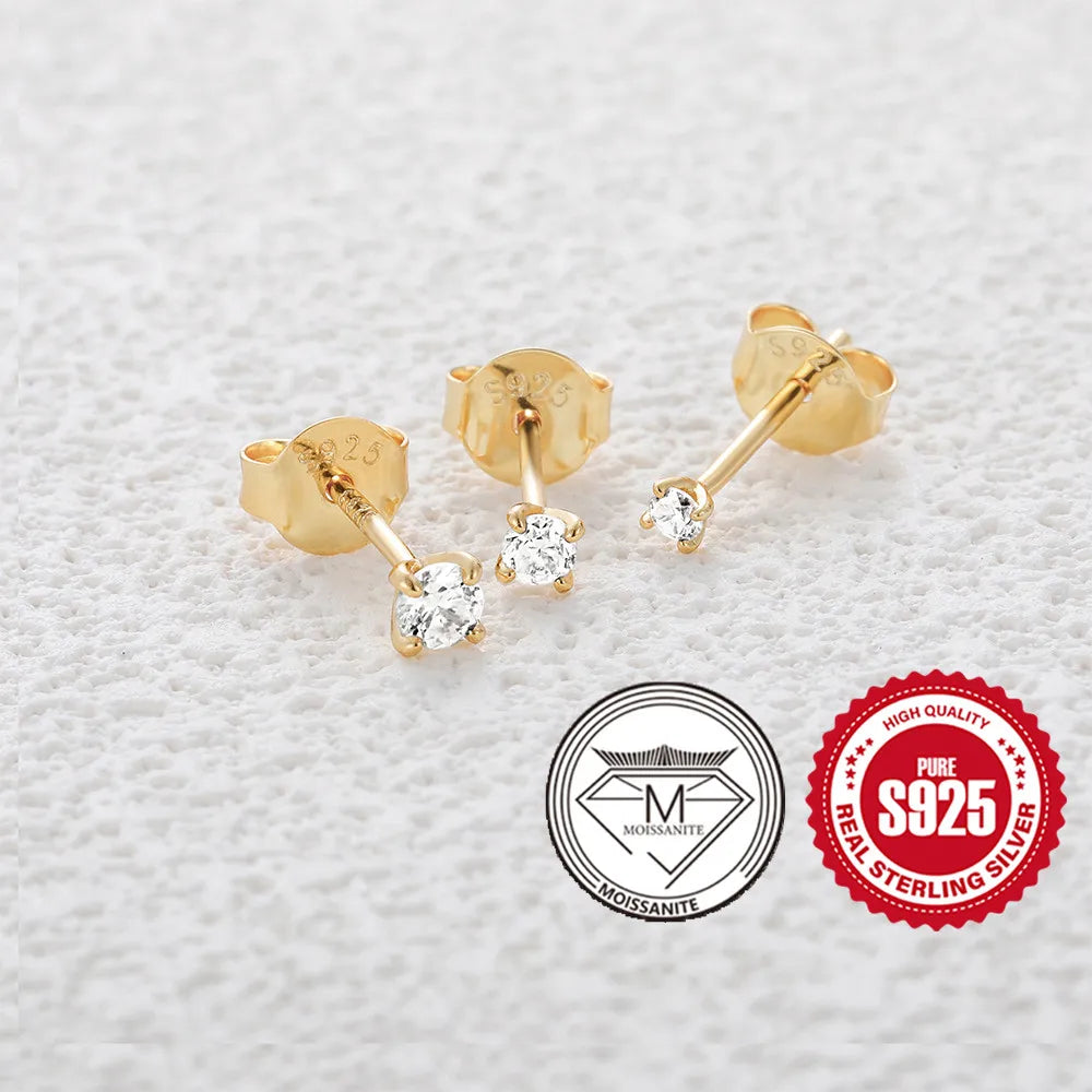 Moissanite Stud Earrings - 0.5 Carat D Color 925 Sterling Silver Sparkling Ear Studs - ZOOMNSTORE
