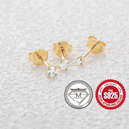 Moissanite Stud Earrings - 0.5 Carat D Color 925 Sterling Silver Sparkling Ear Studs - ZOOMNSTORE