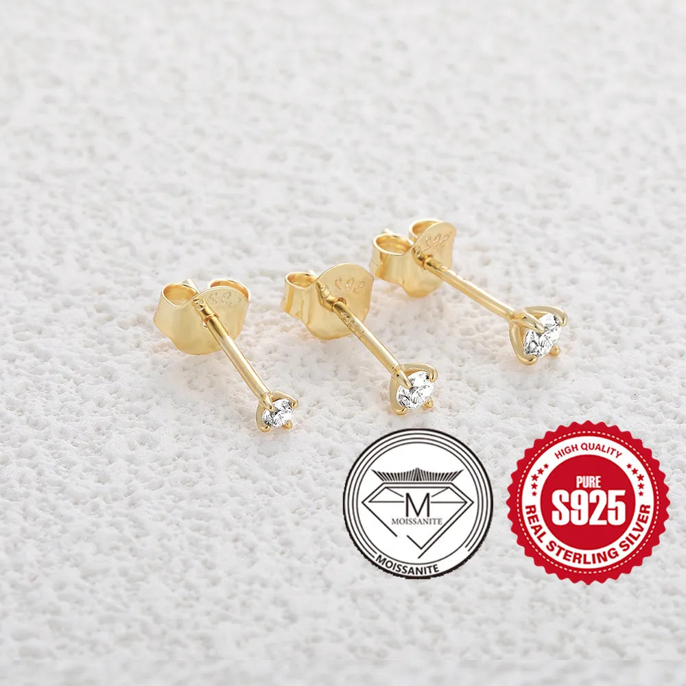 Moissanite Stud Earrings - 0.5 Carat D Color 925 Sterling Silver Sparkling Ear Studs - ZOOMNSTORE