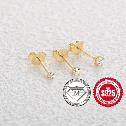 Moissanite Stud Earrings - 0.5 Carat D Color 925 Sterling Silver Sparkling Ear Studs - ZOOMNSTORE