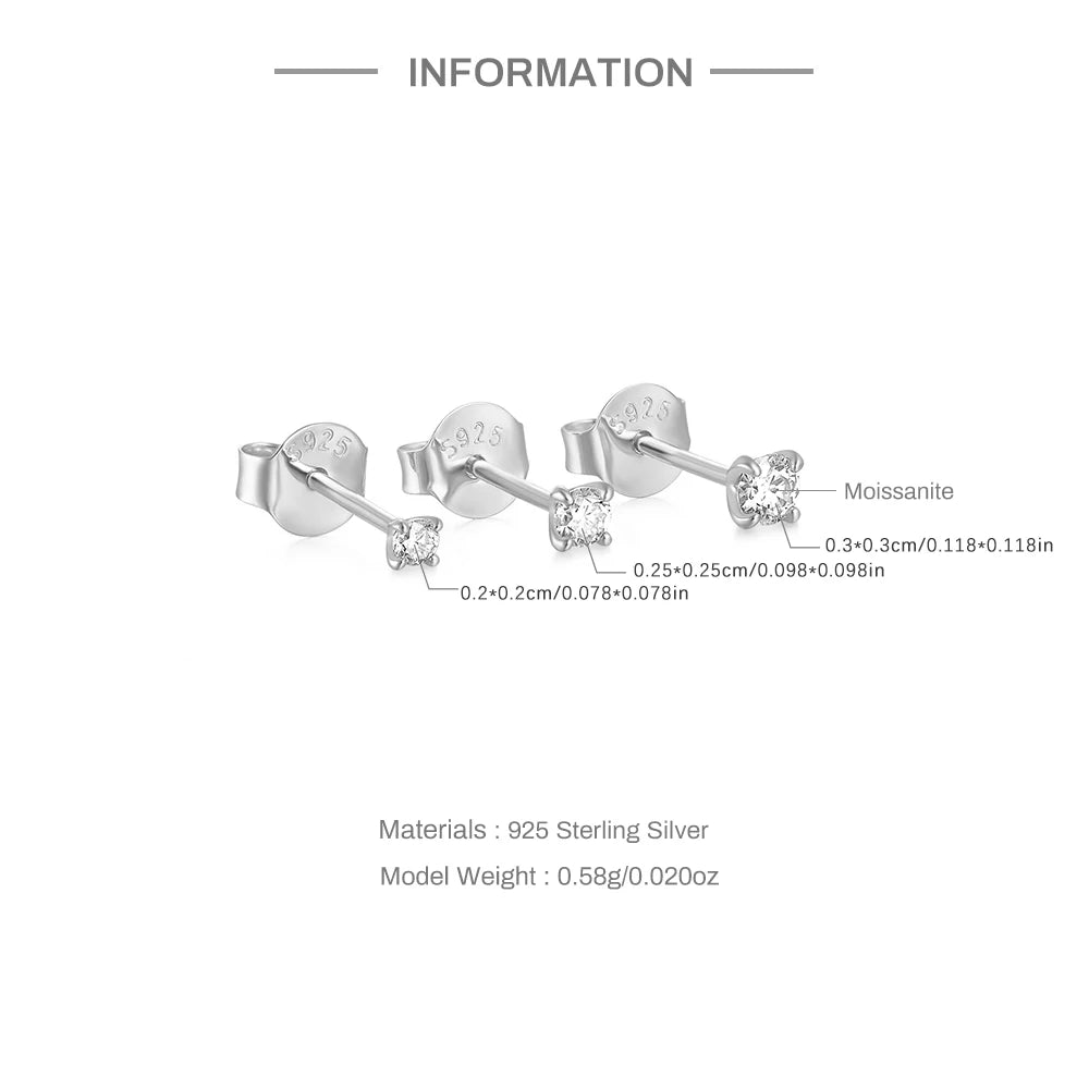 Moissanite Stud Earrings - 0.5 Carat D Color 925 Sterling Silver Sparkling Ear Studs - ZOOMNSTORE