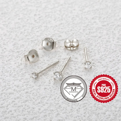 Moissanite Stud Earrings - 0.5 Carat D Color 925 Sterling Silver Sparkling Ear Studs - ZOOMNSTORE