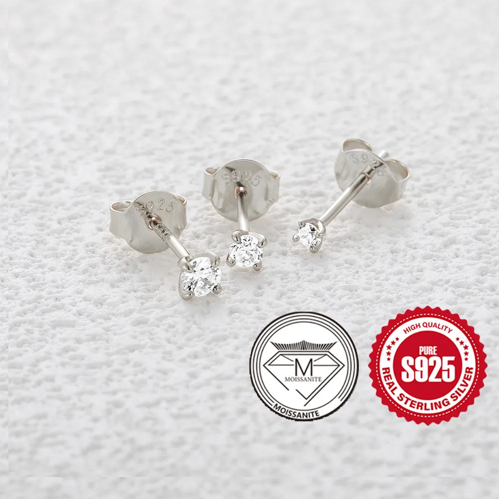 Moissanite Stud Earrings - 0.5 Carat D Color 925 Sterling Silver Sparkling Ear Studs - ZOOMNSTORE