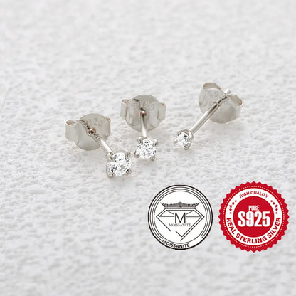 Moissanite Stud Earrings - 0.5 Carat D Color 925 Sterling Silver Sparkling Ear Studs - ZOOMNSTORE