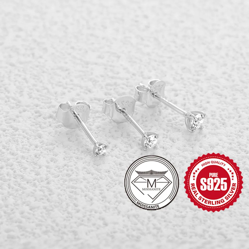 Moissanite Stud Earrings - 0.5 Carat D Color 925 Sterling Silver Sparkling Ear Studs - ZOOMNSTORE