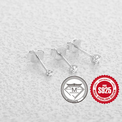 Moissanite Stud Earrings - 0.5 Carat D Color 925 Sterling Silver Sparkling Ear Studs - ZOOMNSTORE