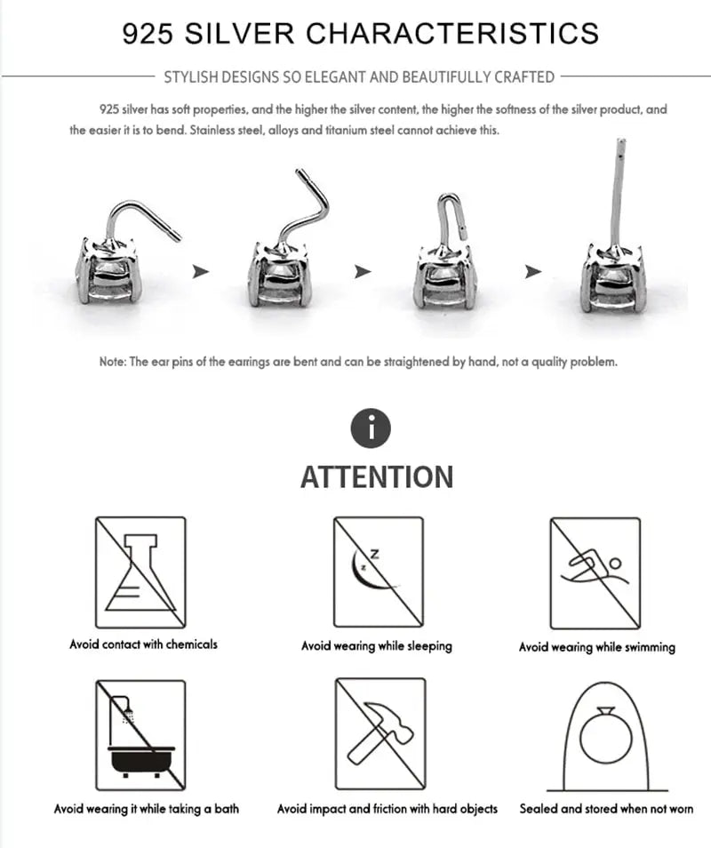 Moissanite Stud Earrings - 0.5 Carat D Color 925 Sterling Silver Sparkling Ear Studs - ZOOMNSTORE