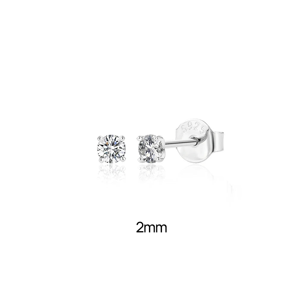 Moissanite Stud Earrings - 0.5 Carat D Color 925 Sterling Silver Sparkling Ear Studs - ZOOMNSTORE