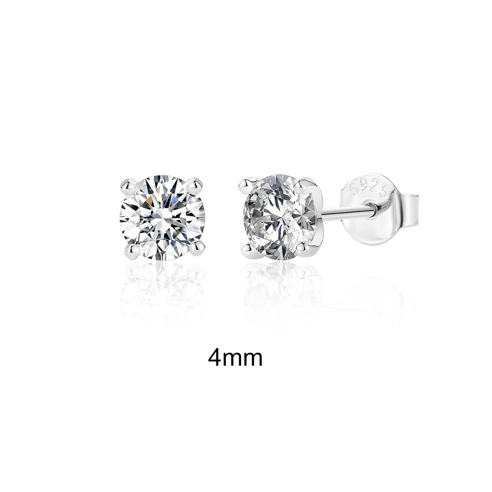 Moissanite Stud Earrings - 0.5 Carat D Color 925 Sterling Silver Sparkling Ear Studs - ZOOMNSTORE