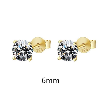 Moissanite Stud Earrings - 0.5 Carat D Color 925 Sterling Silver Sparkling Ear Studs - ZOOMNSTORE